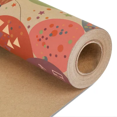 1 Roll 17 inch X 32.8 Feet Birthday Wrapping Paper Gift Paper Roll Kraft Wrapping Paper