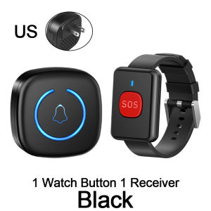 Wireless Watch Button Pager Emergency SOS Paramedic Pager 60 Songs Emergency Call Button For Kids Elderly Patient Call System