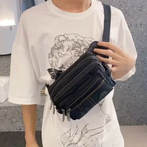 Túi đeo bụng đeo chéo vải mềm mại nhiều ngăn đa năng chống thấm nước cho nam nữ hàng cao cấp size 22cm