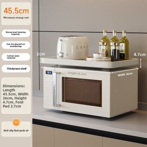 Multi-Functional Microwave Oven Shelf Kitchen Counter Seasoning Storage Electric Rice Cooker Rack Carbon Steel Simple Design