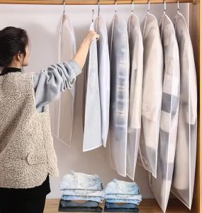 Clothes Hanging Transparent Dust Proof Cover Waterproof Hang Dust Cover with Zipper Clothes Storage Bag Clothes Organizers