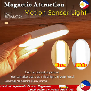【Local Seller】Smart Wireless LED Motion Sensor Night Light USB Rechargeable Desk Lamp Wall Light Closet Lamp Kitchen Bedroom Detector Cabinet Staircase for Home & Bedroom Cammuo