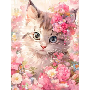 Jigsaw Puzzle 500 1000 1200 2000pcs Adorable Cat Sitting Among Colorful Flowers For Adults Stress Relief Relaxing Activity