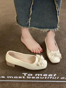 Womens Soft Bottom Slip-On Shoes with Bow Tie Casual Flat Heel Roman Style Fashionable Spring Summer New Arrival