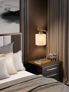 Dehocr | Chinese Style Antique Copper Marble Table Lamp