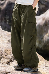 Quick Dry Lightweight Outdoor Work Trousers Wide Leg Pants Mens Style Street Fashion High Waist Long Pants Nylon Fiber