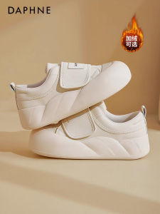 Daphne Womens Low Top Sneakers Thick Bottom Heightening Magic Tape Casual Shoes Autumn Versatile round Toe Bread Loaf Shoes