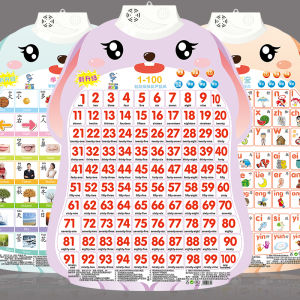 Kids Numbers 1 to 100 Audio Wall Chart Enlightenment Baby Early Childhood Education Pinyin Cognition Handy Gadget Card Wall Sticker Table