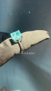 แหวนเพชรโมอิสสีฟ้าทรงสี่เหลี่ยมหรูหราสีเงิน S925สีทอง-เซอร์คอนตัดดอกไม้น้ำแข็งเครื่องประดับแฟชั่นสำหรับผู้หญิง