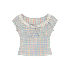 NIHAOKANONG | Áo Blouse Tay Voan Ruffle Dành Cho Mùa Hè Tạo Hình Ép Eo