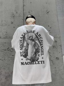 เสื้อยืดแขนยาวผู้ชายสไตล์อเมริกัน High Street Angel Pure สีเข้ม ทรงหลวม แฟชั่นฤดูใบไม้ผลิและฤดูใบไม้ร่วง