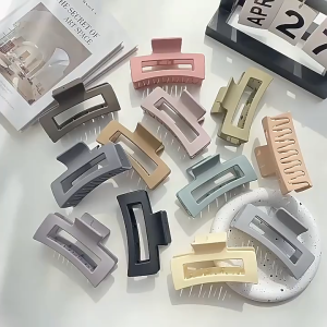 Female Hair Clip Square Shark Plastic Frosted Grab Stylish Elegant 8.5cm 1 pcs