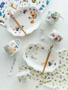 Tao Fuju Moomin Momin Plate Set For Home Ceramic Oval Breakfast Plate Tableware Nordic Bowl Cartoon Dinner Plate
