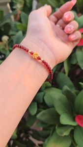 Q212 Vòng hạt Garnet Ngọc Hồng Lựu 4li mix charm sen v24k bi v10k Hỏa và Thổ - Phong Thuỷ TUDO P