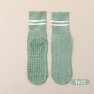 Professional Anti-Slip Yoga Socks Womens Mid-Calf Cotton Fitness Pilates Sports Socks Indoor Shock Absorption Socks
