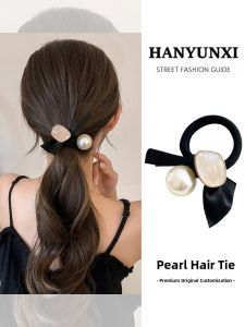 Elegant Pearl Butterfly Knot Hair Ties for Women Fashionable High-End Hair Accessories Stylish Hair Bands Korean Style
