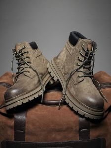 Nanjiren | Retro British Workwear Style Height-Increasing Boots Mid-High Heel