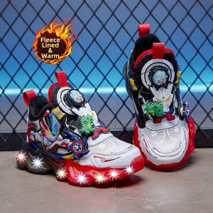 KUOBURENSHENG | Slip-resistant Soft-bottomed Glow-in-the-dark Childrens Sports Shoes with Rotational Buckle