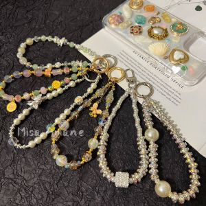 Universal Phone Chain Hand Wrist Key Ring Pearl Anti-Fall Personalized Short Chain Alloy Material Mobile Phone Accessories