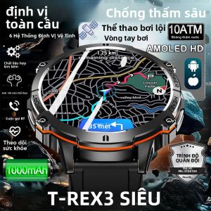 Đồng Hồ Thông Minh T-REX3 Dành Cho Nam Chống Nước 10ATM Thiết Bị Theo Dõi Thể Dục Với Chức Năng Đo Oxy Trong Máu Gọi Bluetooth Pin 1000mAh Màn Hình AMOLED 1.73 Inch