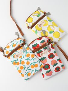 Cotton Fabric Crossbody Bag for  13 Phone Womens Handbag Storage Pouch Small  Style Printed Zipper Closure Youth