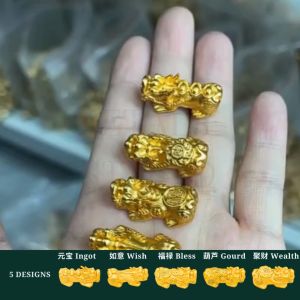 【PETALS_STYLED】 Pixiu 24K Sand Gold Charm Pendant With 999 Chop For Bracelet Blessing Lucky Men Couple Gift