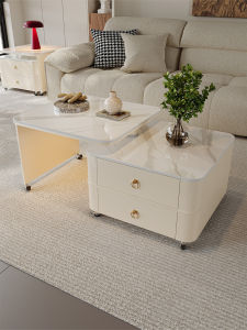MINGZUO | Movable Foldable Rotary Marble Square Coffee Table