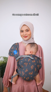 Momaz Geos Gendongan Bayi Minisling Free Size - Gendongan Bayi Samping - Gendongan M shape - Gendongan Bayi Newborn (Dino Charcoal)