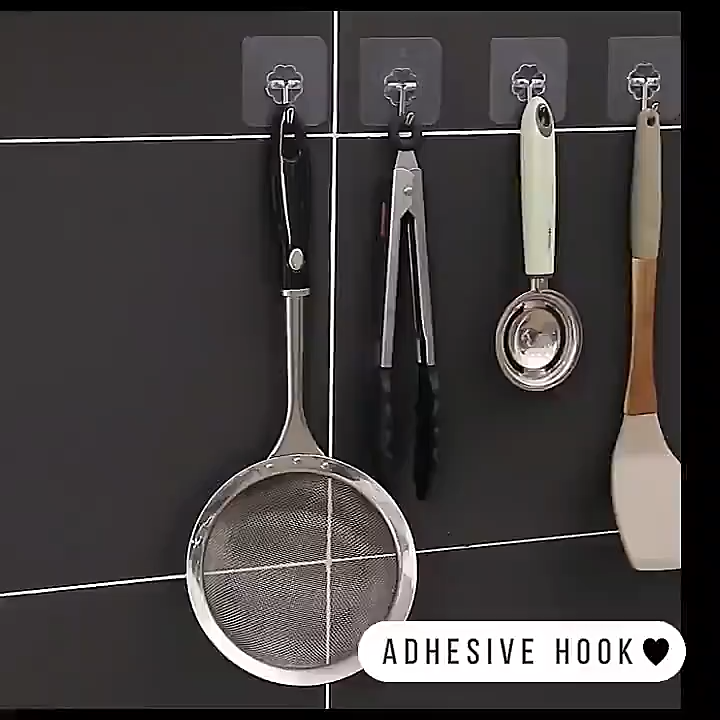 5/10/20 Pcs Adhesive Wall Hook Reusable Anti-skid Traceless Heavy Duty Stick on Bathroom Kitchen