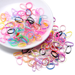 500Pcs Disposable Elastic Hair Rope Plastic Colorful Mini Rubber Band Girls Hair Tie Fixed Hair DIY Friend Bracelet Hair Styling