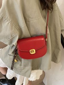 Elegant Red Saddle Bag: A Compact Design Women's Bag for Spring & Autumn