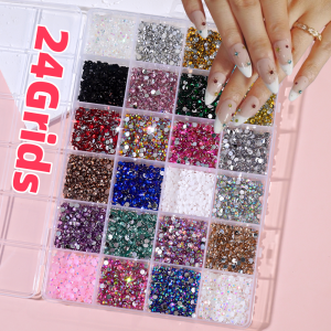 1Box 3D Colorful Round Nail Art Rhinestones Flatback Galss Diamond Gems Jewelry Nails Charms DIY Makeup Manicure Accessories &*1