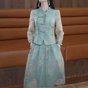 Fashionable Half Skirt Set Womens Spring Summer 2025 New Chinese Style Slimming Meat Covering Trendy Ensemble Skirts