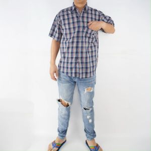 เสื้อเชิ้ตลายสก็อตผู้ใหญ่ สไตล์วินเทจ ผ้าบางเบาใส่สบาย ใส่ทำงานใส่เที่ยวได้ในตัวเดียว