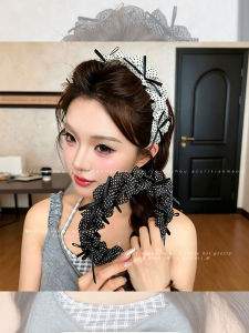 NING ZHOU | Non-slip Hair Band with Dots Tulle Bow