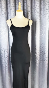 Đầm body nữ 2 dây dáng dài basic trơn về 2 màu đen sọc siêu xinh d114 váy nữ thời trang dáng đuôi cá dễ phối MINMIN