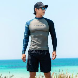 SAILBEE Mens UV Protect Surfing Rash Guard Long Sleeve Swimsuit Rashguard Surf Shirt M047