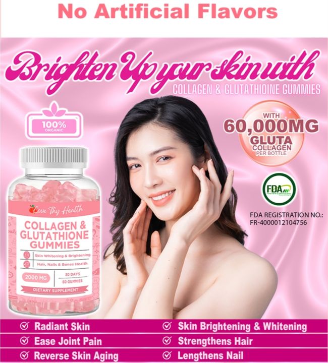 love thy health collagen and glutathione Musthaves Love Thy Health Bestseller Collagen & Glutathione Gummies 60  Gummies for 30 Days 1000mg per serving