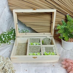 Kayu Tempat Perhiasan Cincin Gelang Kalung Logam Mulia dan Uang untuk Seserahan Pernikahan - KUCGK.LM