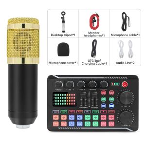 F998 Sound Card + BM800 Microphone DJ Equipment Audio Mixer Kit Console Live Sound Card For Live streaming Recording Singing