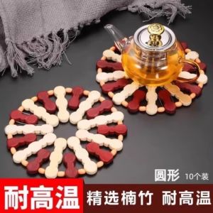 Heat Resistant Dining Table Mat Home Use Anti-Scalding Bamboo Material Chinese Style Irregular Shape Restaurant Suitable