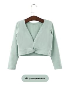 Kids Dance Costume Autumn Winter Coat Ballet Girl Long Sleeve Fleece-lined Chinese Classic Dance Practice Heattech Cape Top