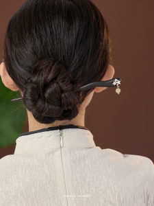Natural Black Ebony And Turquoise Hairpin New Chinese Style Ancient Fashion  out Vintage Court Black Ebony Hairpin