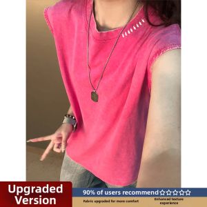 LIUBU | Rustic Red Washed Tank Top Summer Sports Wear