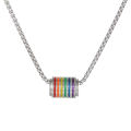 Enamel Rainbow Bead Charm Necklace Stainless Steel Box Chain Necklaces For Men Women LGBT Pride Jewelry. 