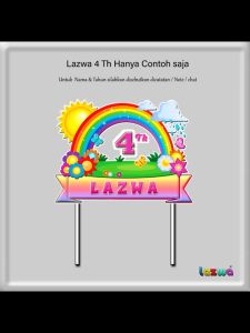 Topper custom nama dan tahun hiasan kue ulang tahun happy birthday