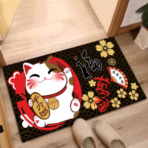 Anti-Slip Door Mat Cat Design Entrance Hallway Floor Rug Modern Chinese Style Kitchen Bathroom Bedroom Large Doorway Carpet