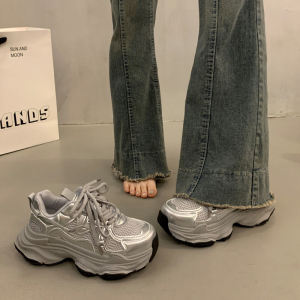Trendy Platform Thick Bottom Dad Shoes Womens Spring Small Size Heightening Casual Sports Shoes Breathable Mesh Upgraded Version