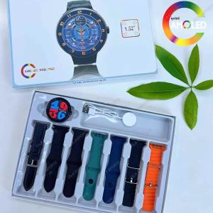 7 ใน 1 สมาร์ทวอท์ชกีฬานาฬิกาผู้ชายผู้หญิงหน้าจอ AMOLED GPS โทรผ่านบลูทูธกันน้ํา SmartWatch สําหรับ Android IOS 2025 ใหม่