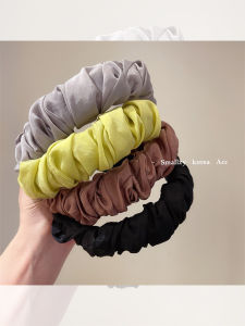 Retro Solid Color Satin Folded High Hairline Outgoing Womens Headband Versatile Elegance Hair Clip Fashionable Hairband